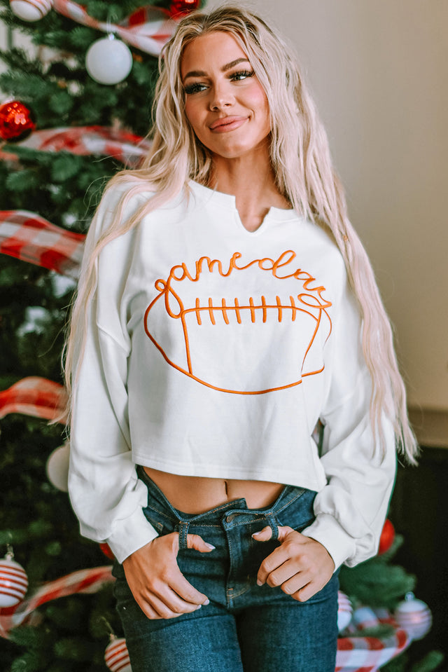 GAME DAY Football Notched Long Sleeve Sweatshirt | Hanalas