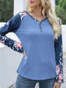 V-Neck Floral Long Sleeve T-Shirt | Hanalas