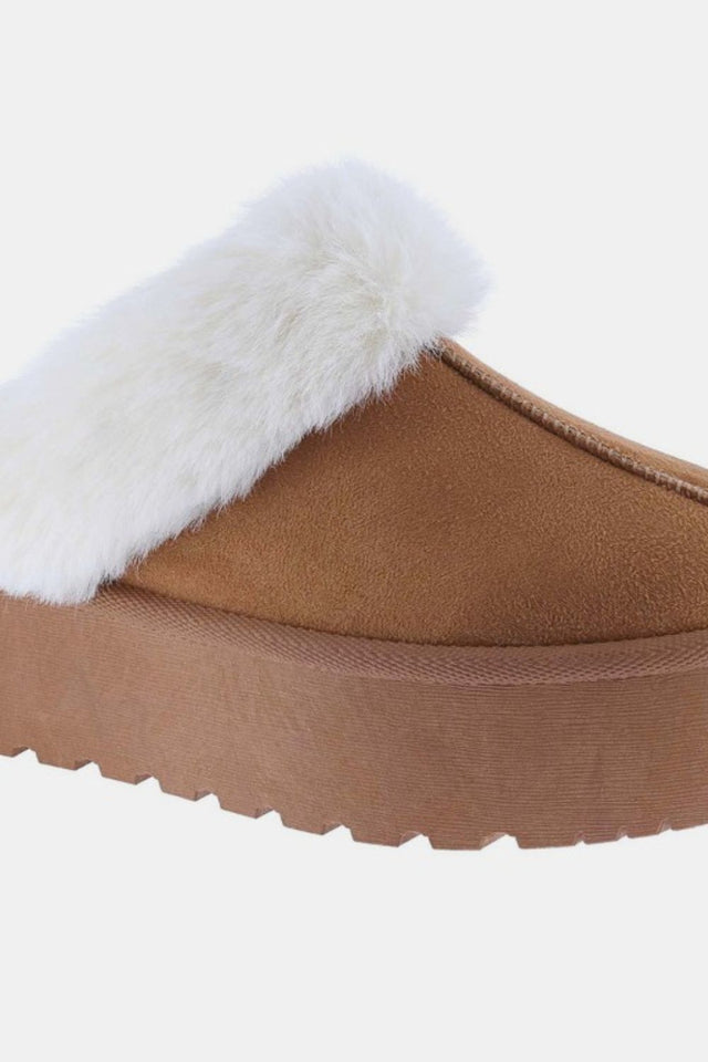 Weeboo Thick Bottom Fur Trim Snow Slippers Trendsi Hanalas