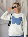 Butterfly Round Neck Long Sleeve Sweater | Hanalas