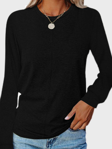 Full Size Round Neck Long Sleeve T-Shirt | Hanalas