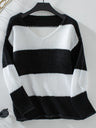 Color Block V-Neck Long Sleeve Sweater