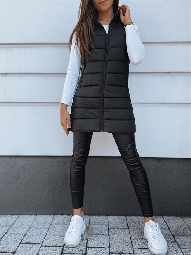 Plus Size Zip Up Hooded Vest Coat | Hanalas