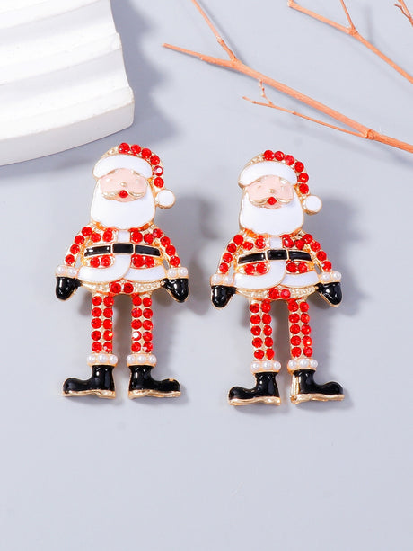 Alloy Rhinestone Santa Earrings | Hanalas