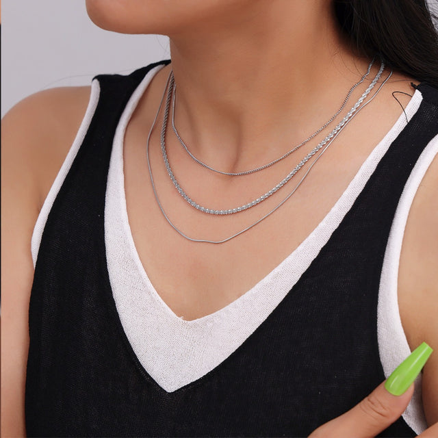 Titanium Steel Three-Layered Necklace Trendsi Hanalas