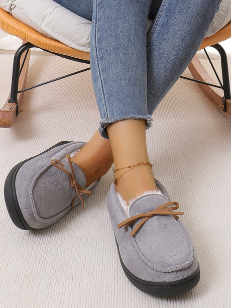 Bow Round Toe Flat Slip-Ons | Hanalas