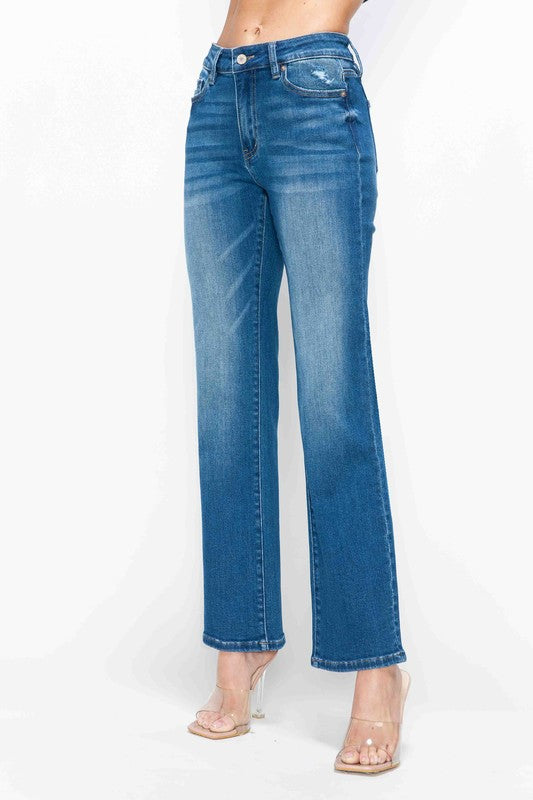 bytos Full Size Cat's Whiskers High Rise Straight Jeans | Hanalas