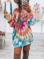 Full Size Tie-Dye Round Neck Long Sleeve Dress | Hanalas