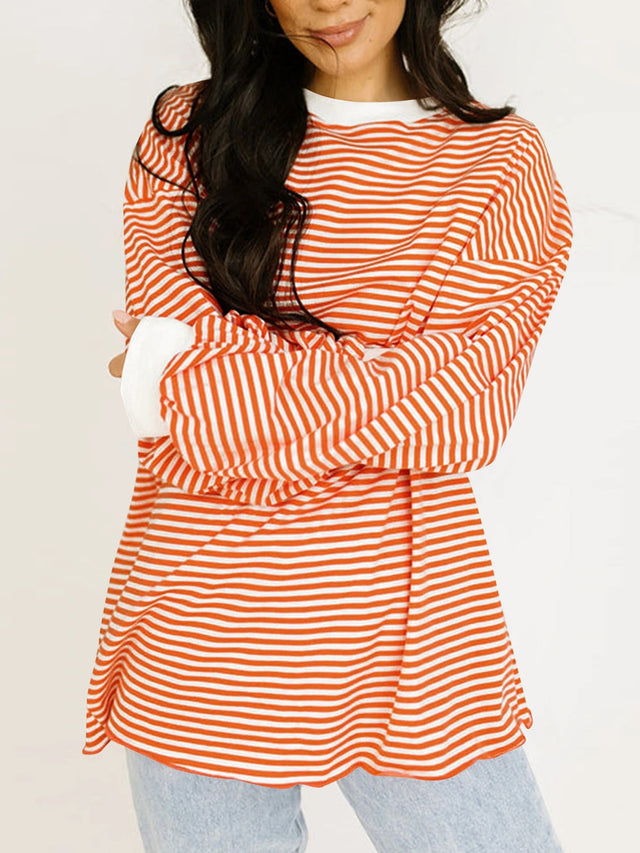 Contrast Striped Long Sleeve Sweatshirt | Hanalas