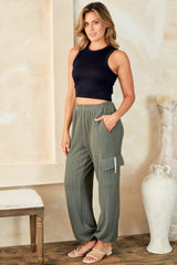 Hailey & Co Textured Rib Cargo Pants