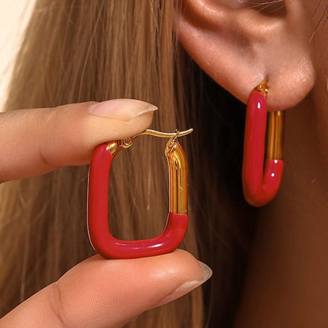 Stainless Steel Drip Oil Contrast Earring Trendsi Hanalas