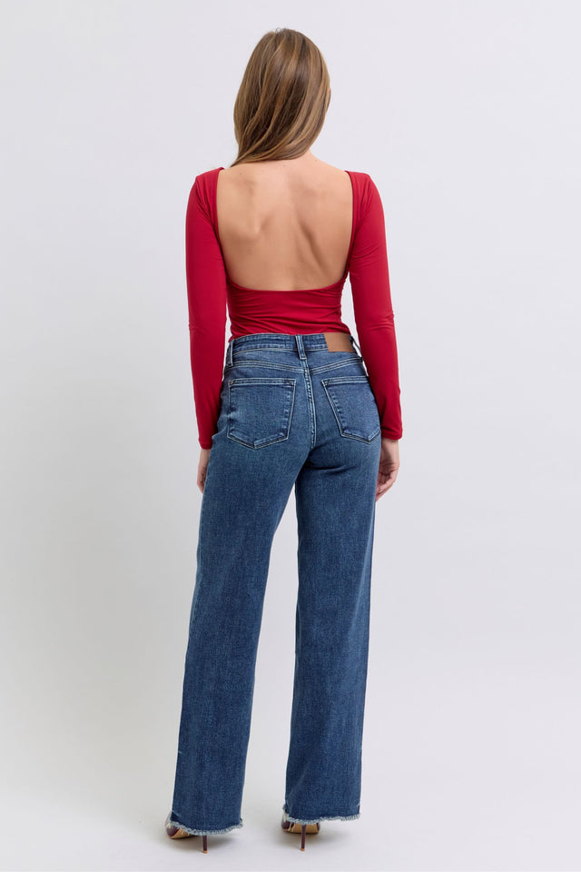 Judy Blue Full Size Raw Hem Mid Rise Jeans | Hanalas