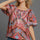 Umgee Full Size Abstract Print Smocked Square Neck Puff Sleeve Blouse | Hanalas