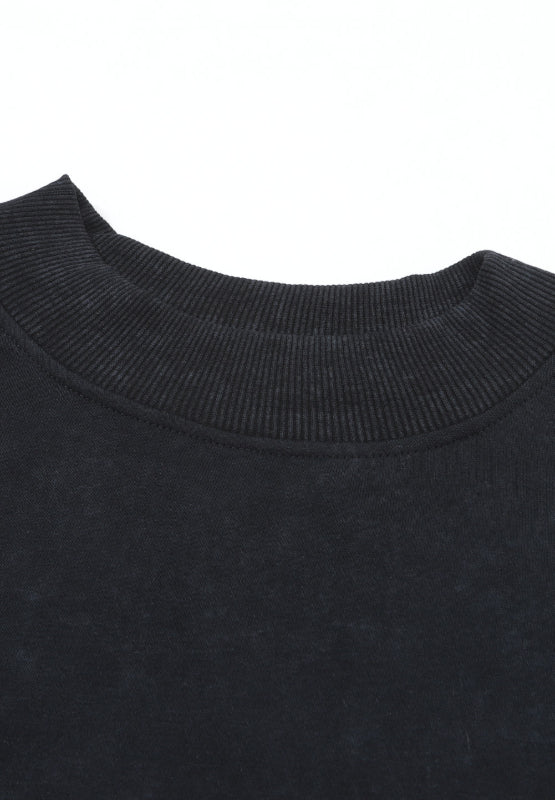 Mock Neck Dropped Shoulder Sweatshirt | Hanalas