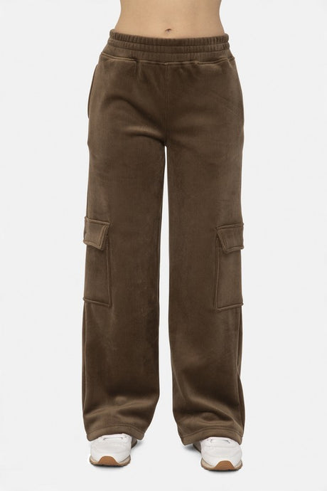 Mono B Elastic Waist Corduroy Cargo Pants | Hanalas