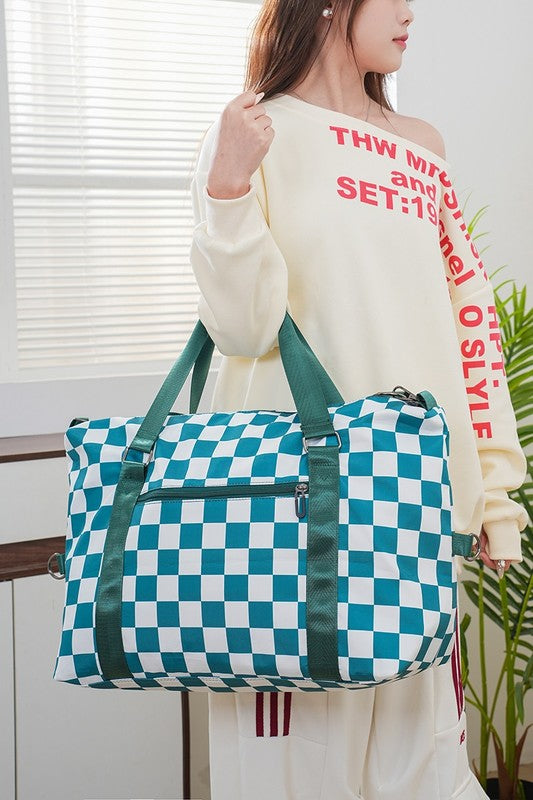 Zenana Checkered Multi-Pocket Travel Bag | Hanalas