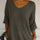 V-Neck Three-Quarter Sleeve Knit Top | Hanalas