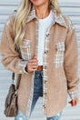 Pocketed Plaid Collared Neck Sherpa Jacket | Hanalas