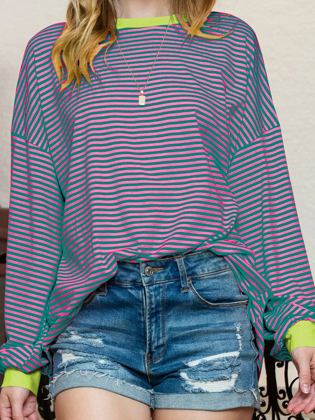 Contrast Striped Long Sleeve Sweatshirt | Hanalas