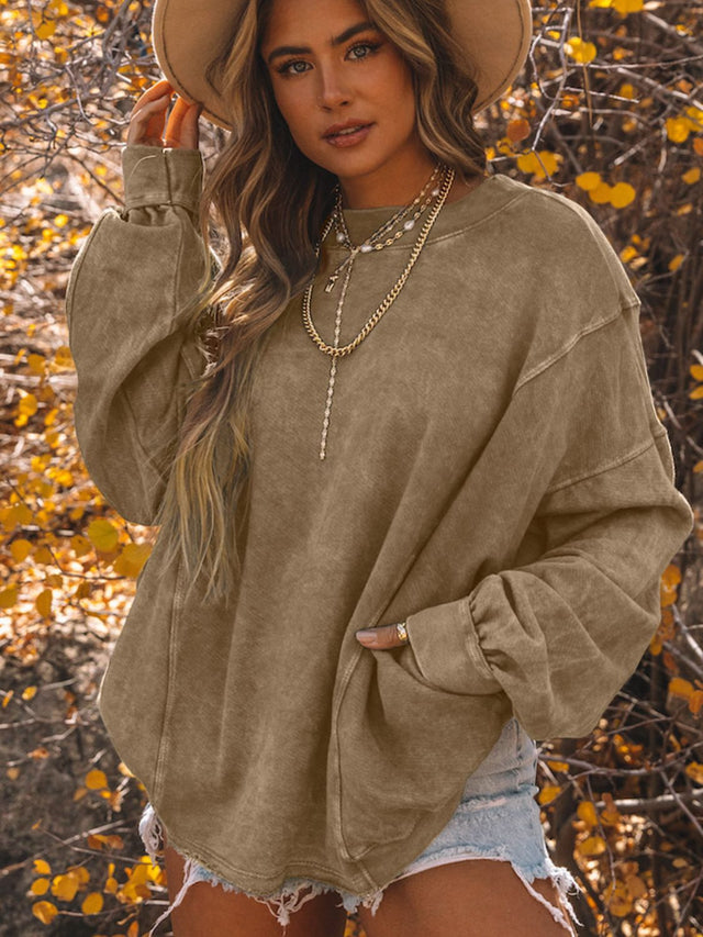 Exposed Seam Twisted V-Neck Sweatshirt | Hanalas