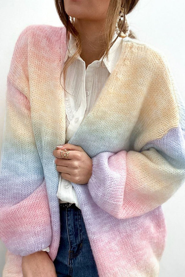 Gradient Open Front Drop Shoulder Cardigan | Hanalas