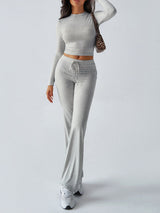 Devine Round Neck Long Sleeve Top and Drawstring Pants Set