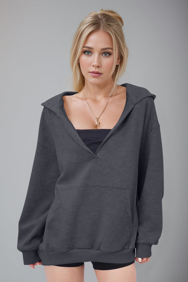 Basic Bae Air Scuba Kangaroo Pocket Long Sleeve Hoodie | Hanalas