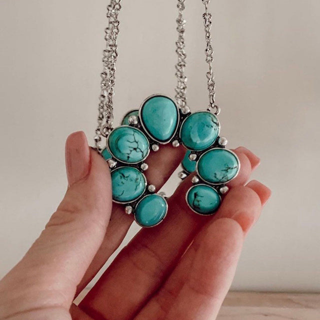 Artificial Turquoise Alloy Pendant Necklace | Hanalas