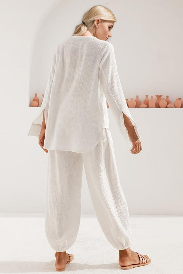 Basic Bae Buttery-Soft V-Neck Long Sleeve Top and Pants Set | Hanalas