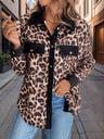 Leopard Collared Neck Button Up Shacket | Hanalas