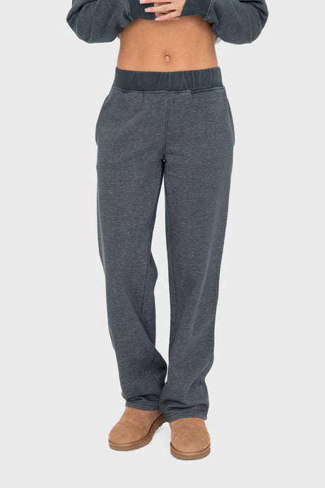 Mono B Elastic Waist Fleece Pants with Pockets | Hanalas