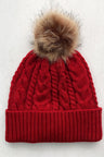 Cable-Knit Cuffed Hat with Pom-pom | Hanalas