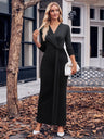 Slit Twisted Surplice Long Sleeve Dress | Hanalas