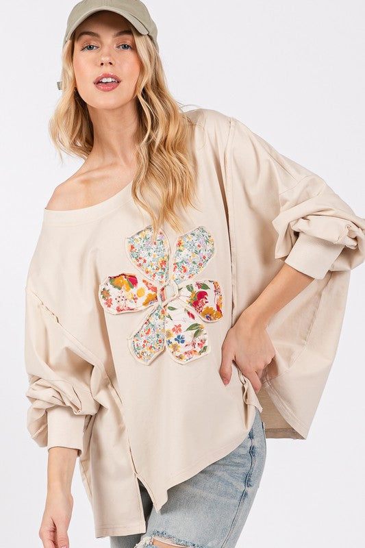 SAGE + FIG Flower Patch Dropped Shoulder Oversize Top | Hanalas