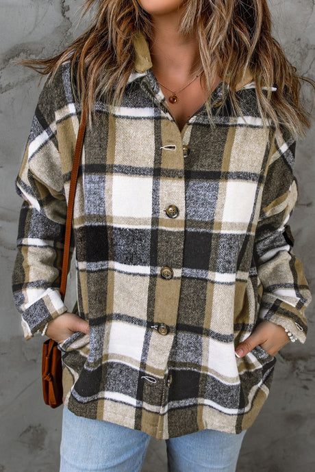 Plaid Button Up Hooded Shacket | Hanalas