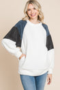 Culture Code Color Block Faux Fur Raglan Sleeve Sweatshirt | Hanalas