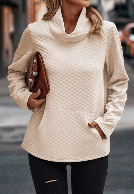 Textured Turtleneck Long Sleeve Sweatshirt | Hanalas