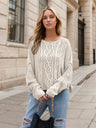 Round Neck Dropped Shoulder Long Sleeve Sweater