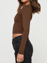 Scoop Neck Long Sleeve Cropped T-Shirt | Hanalas