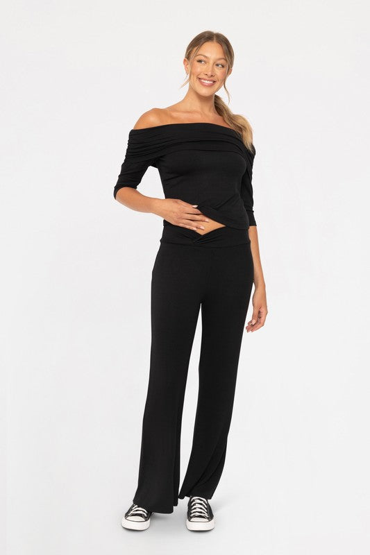 Mono B Cross Pleat Flare Pants | Hanalas