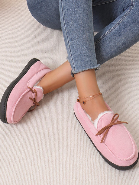 Bow Round Toe Flat Slip-Ons | Hanalas