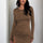 Side Drawstring Round Neck Long Sleeve Dress Trendsi Hanalas