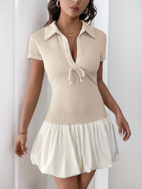 Perfee Johnny Collar Short Sleeve Mini Dress | Hanalas