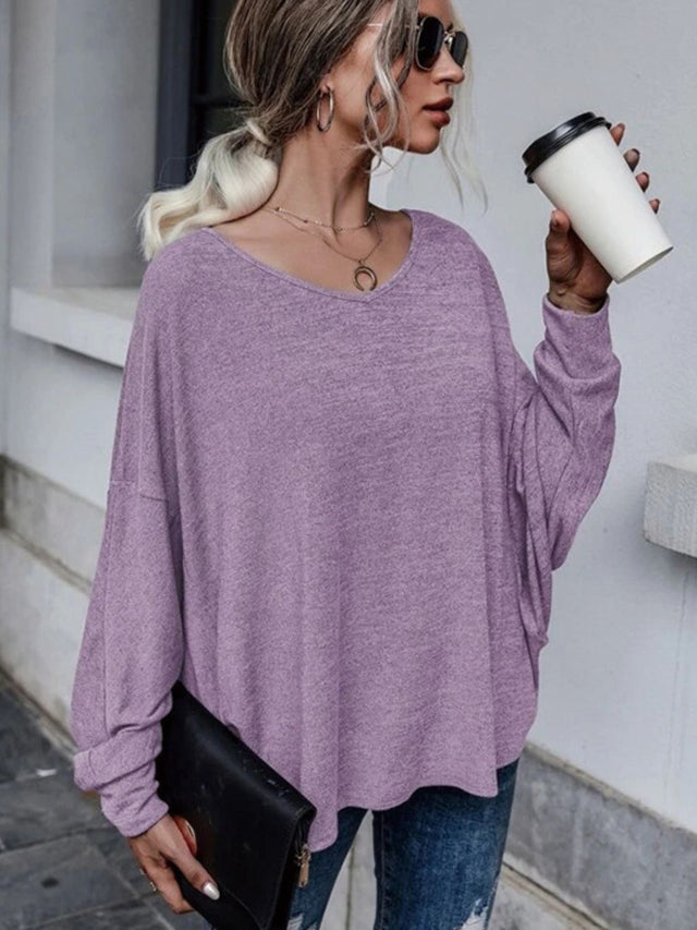 Full Size Double Tie Drop Shoulder Long Sleeve T-Shirt | Hanalas