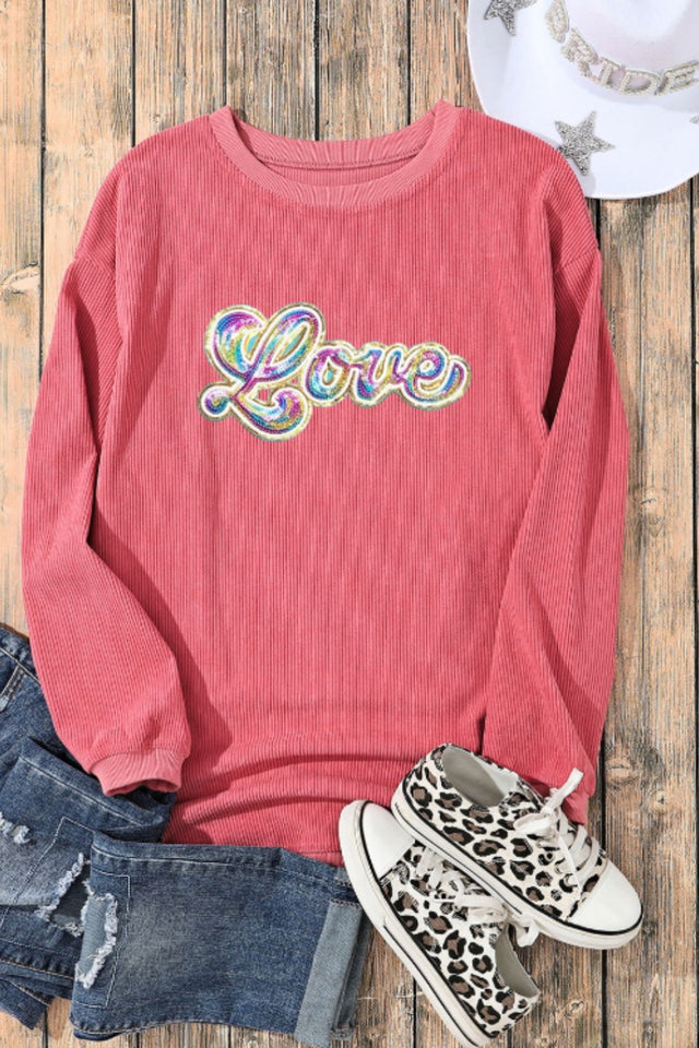 Valentine's Day LOVE Round Neck Long Sleeve Sweatshirt | Hanalas