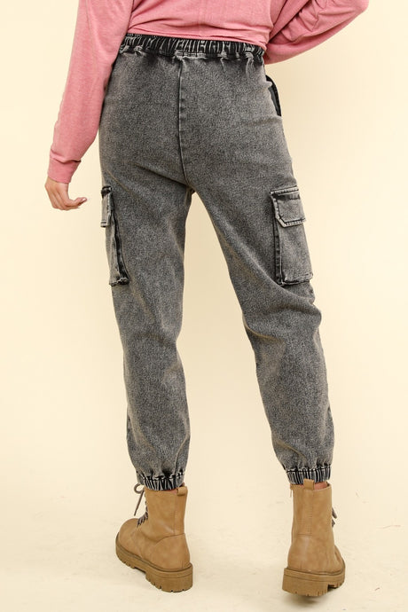 VERY J Washed Drawstring Jogger Cargo Jeans | Hanalas