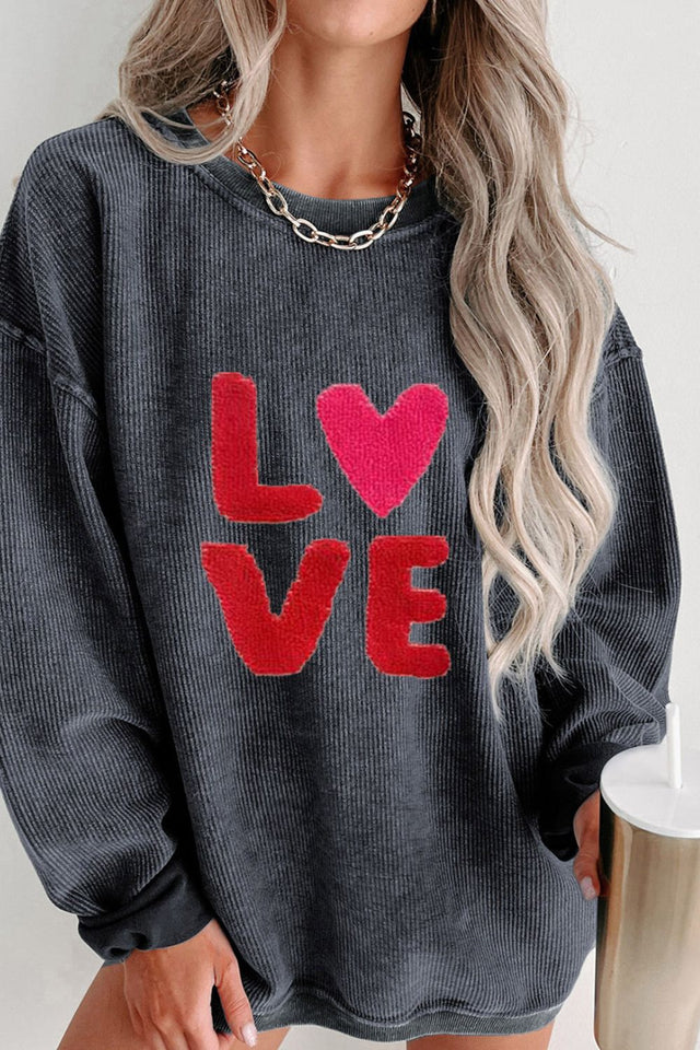 Valentine’s Day LOVE Round Neck Long Sleeve Sweatshirt | Hanalas