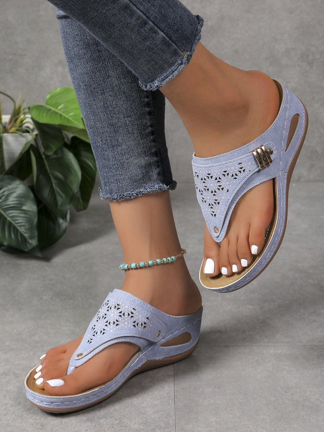 Cutout Toe Post PVC Sandals | Hanalas