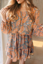 Ruffle Hem Printed Long Sleeve Dress Trendsi Hanalas