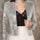 Full Size Sequin Open Front Cropped Jacket | Hanalas